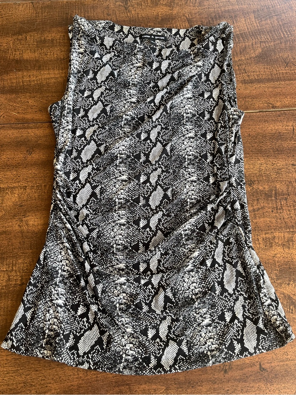 Cable & Gauge Snake Print Ruching Cowl Neck Sleeveless Top Small Y2K Glam Rock
